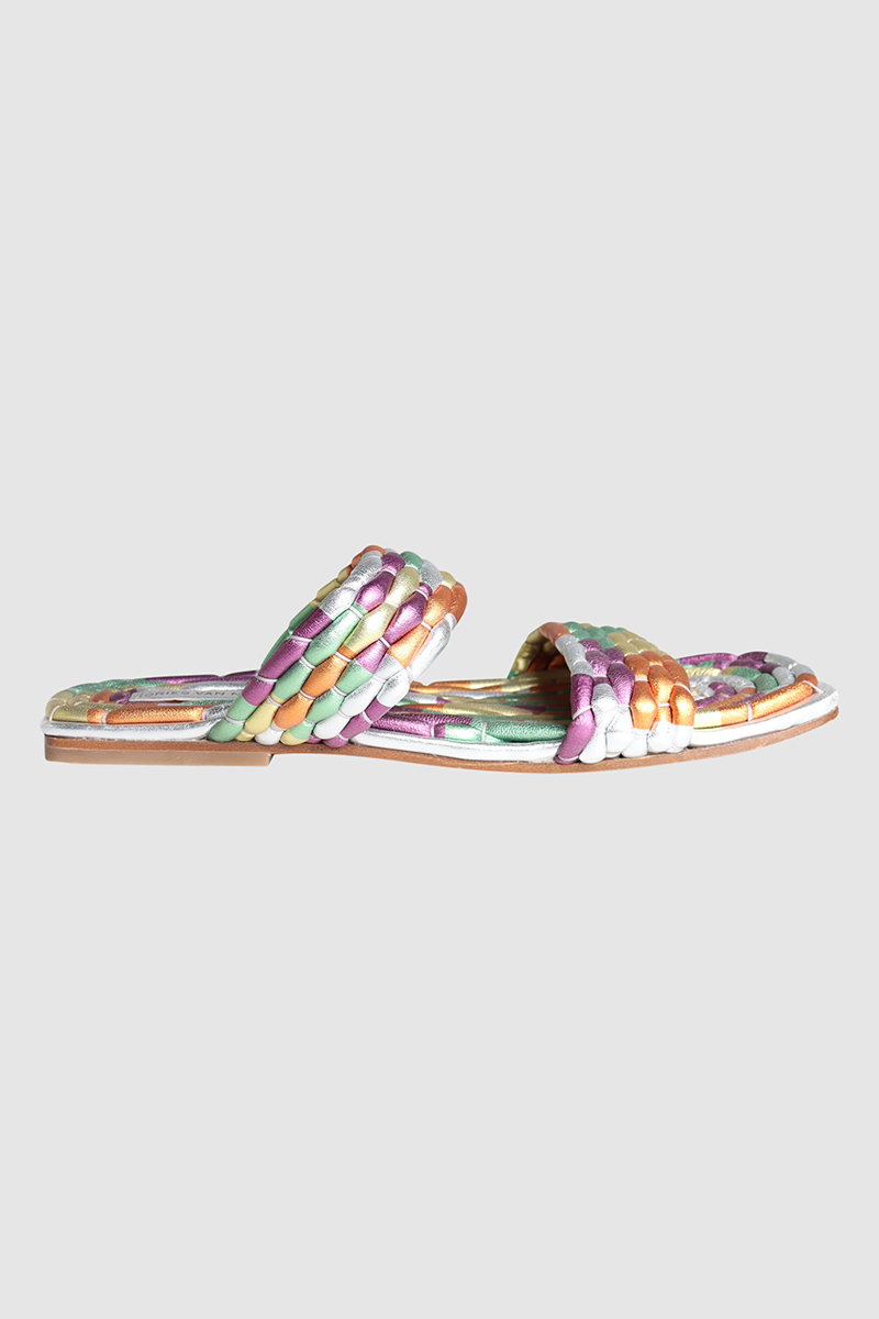 Metallic Leather Sandals