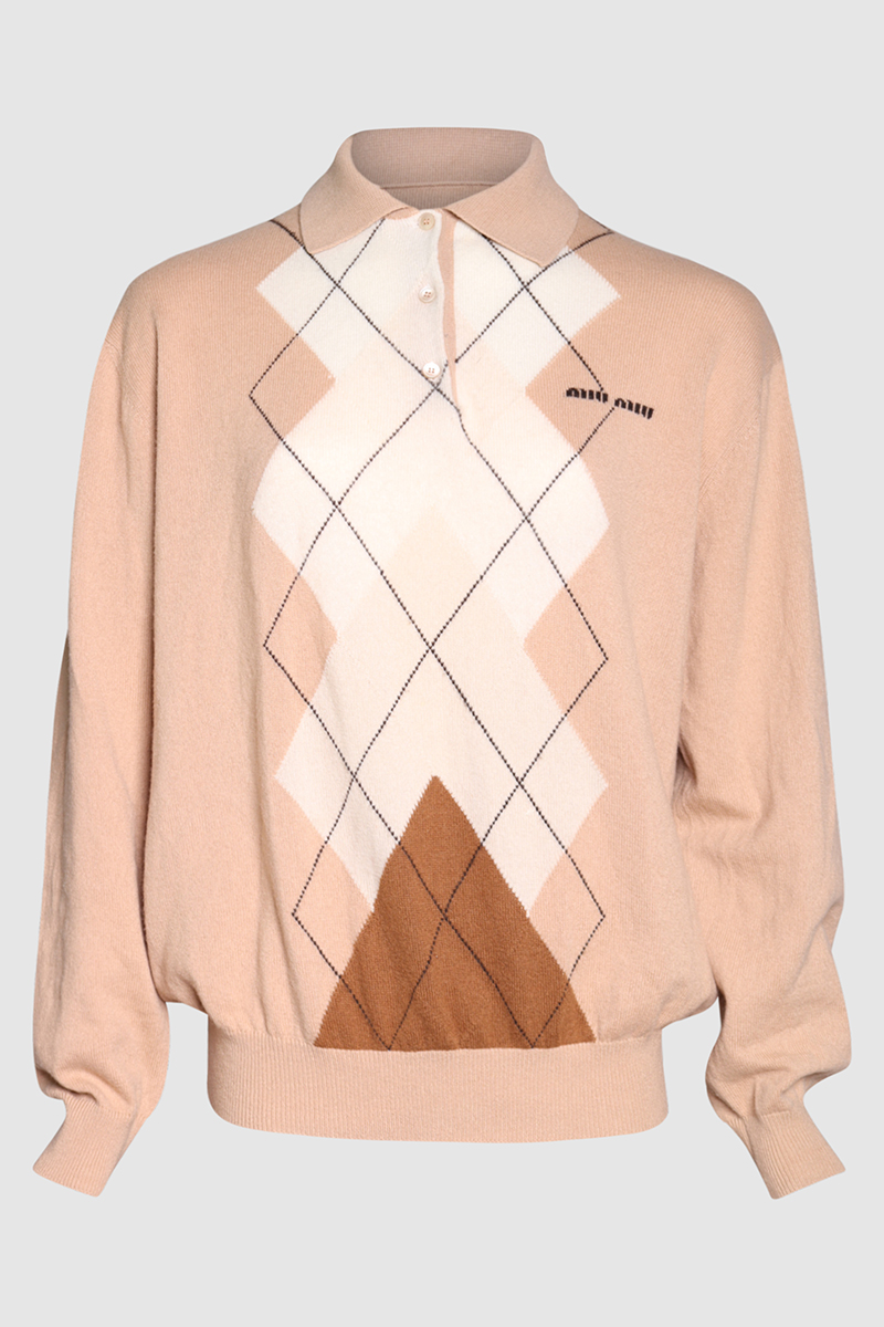 Intarsia Cashmere Polo