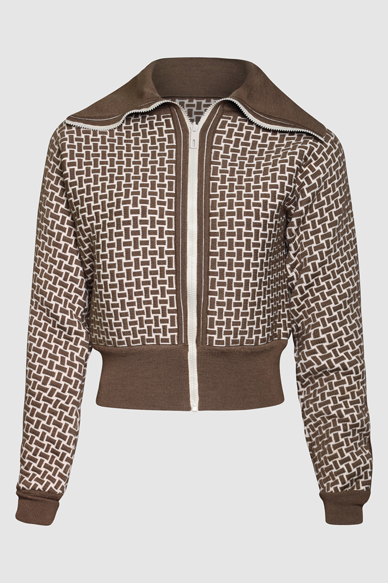 Mosaic H Zip Up Knit Blouson