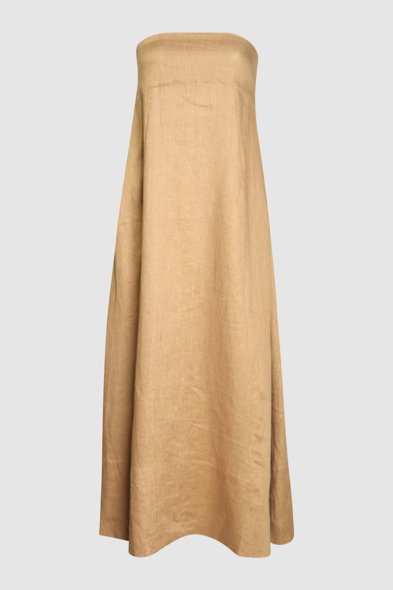 Kinsley Fern Linen Strapless Midi Dress
