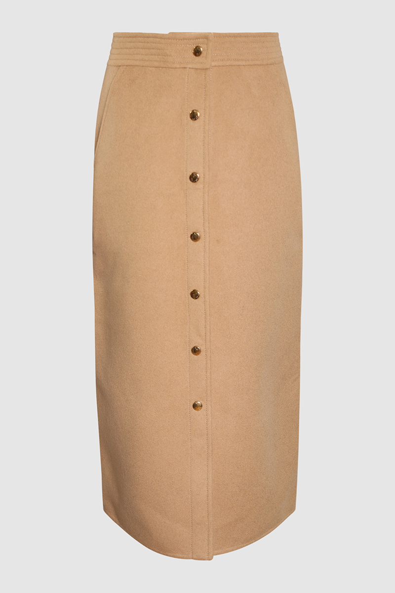 Double Face Button Down MIdi Skirt