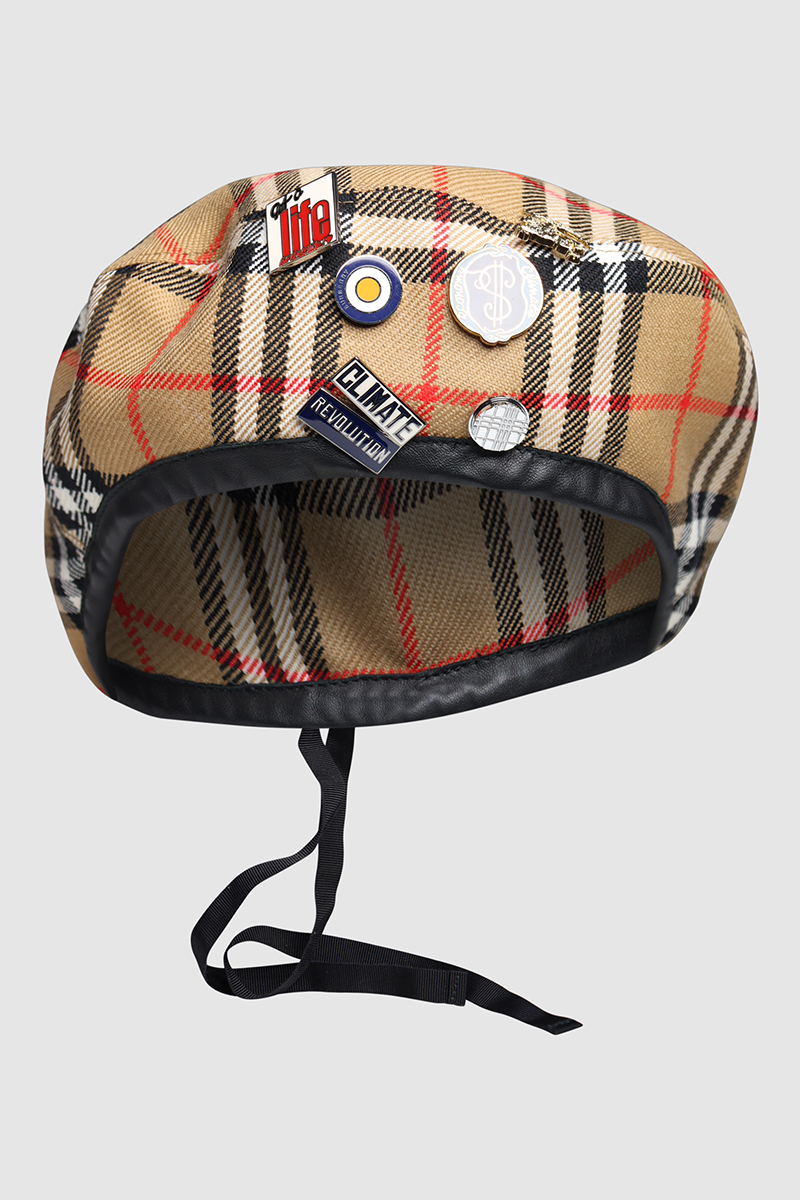 Pin Detail Check Wool Beret