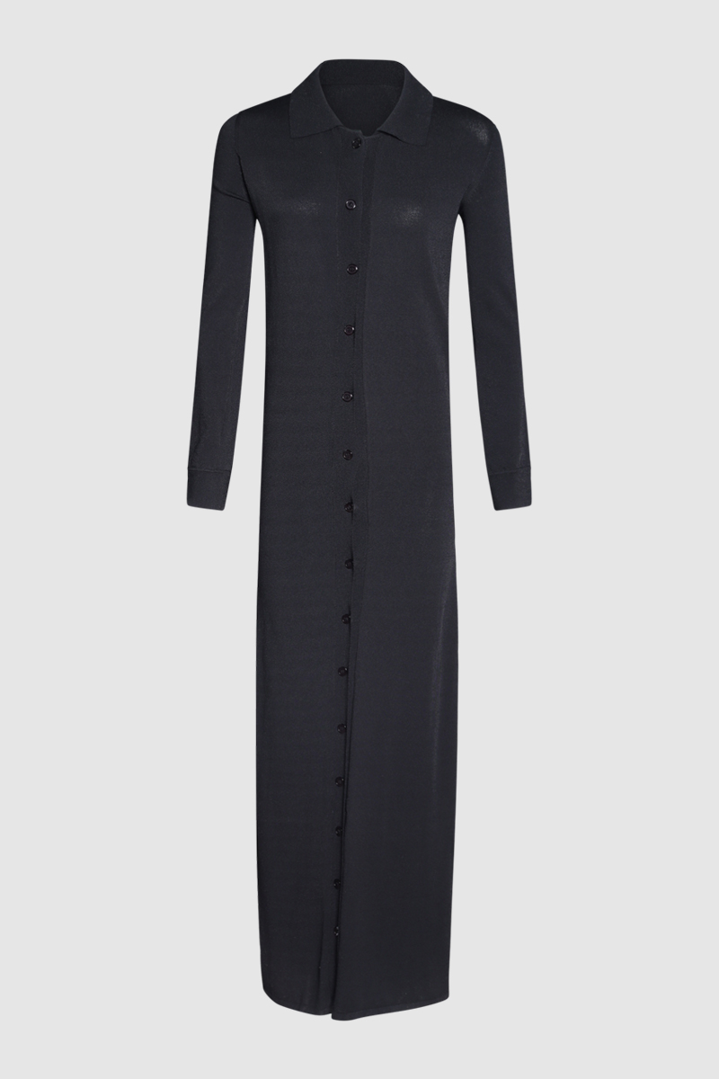 Crepe Knit Shirt Dress