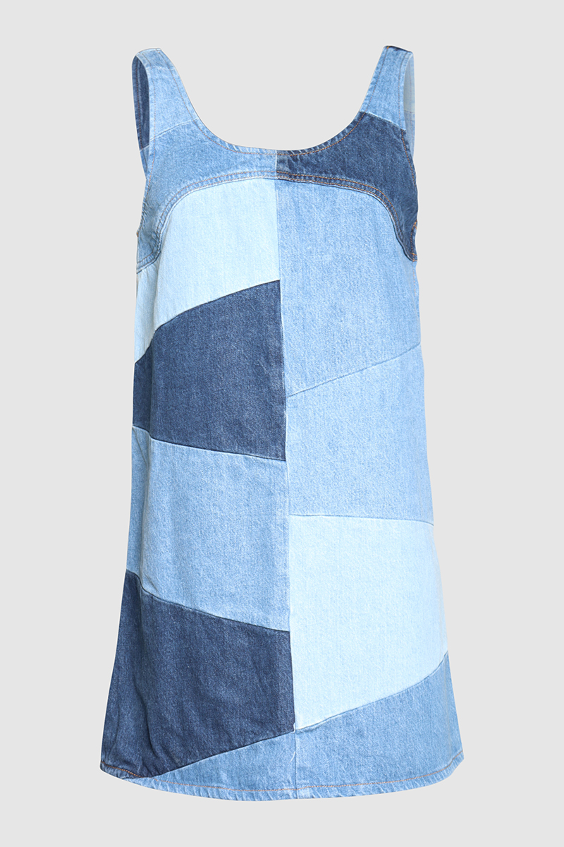 Patchwork Micro Flare Denim Dress