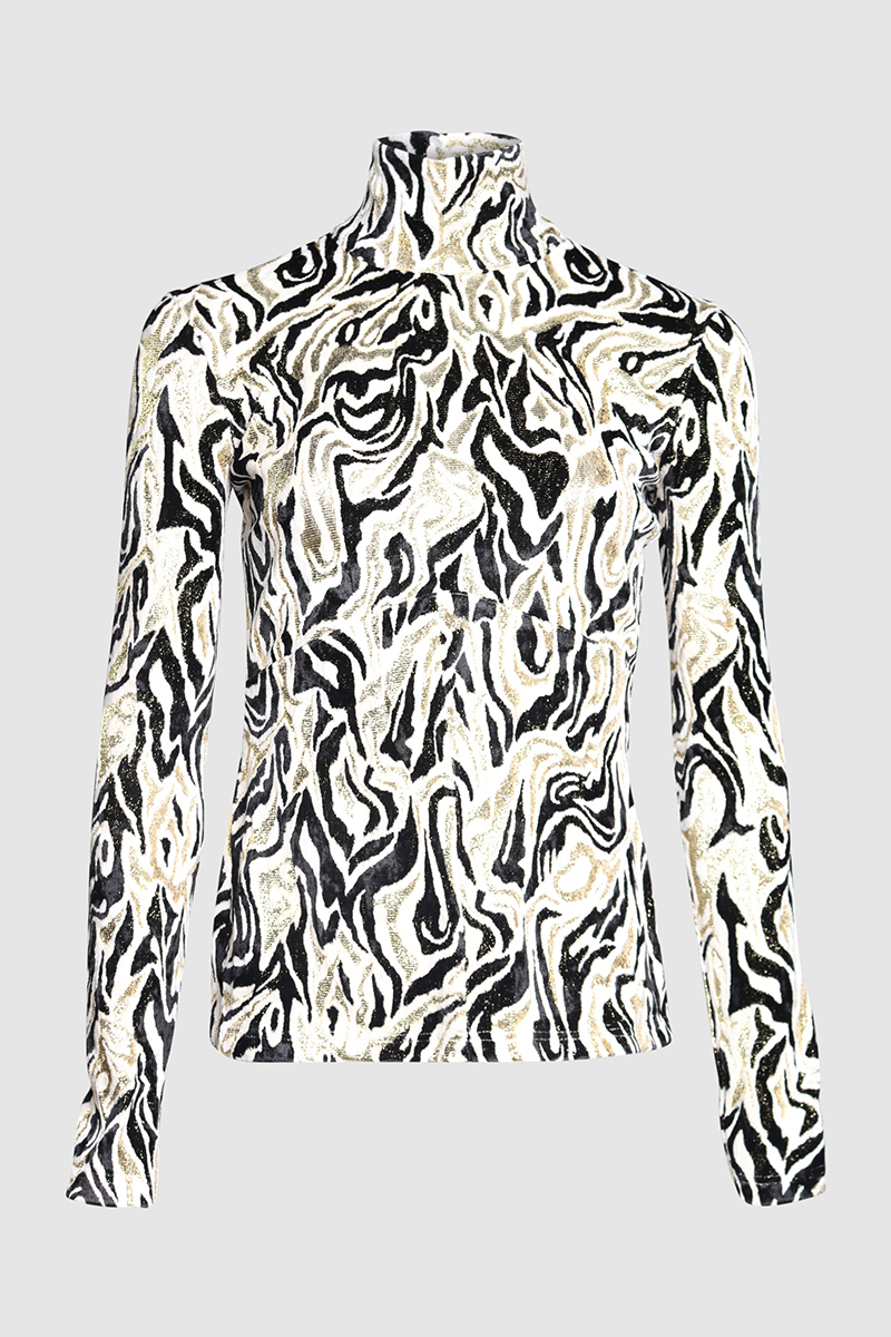 Lame Jacquard Turtleneck