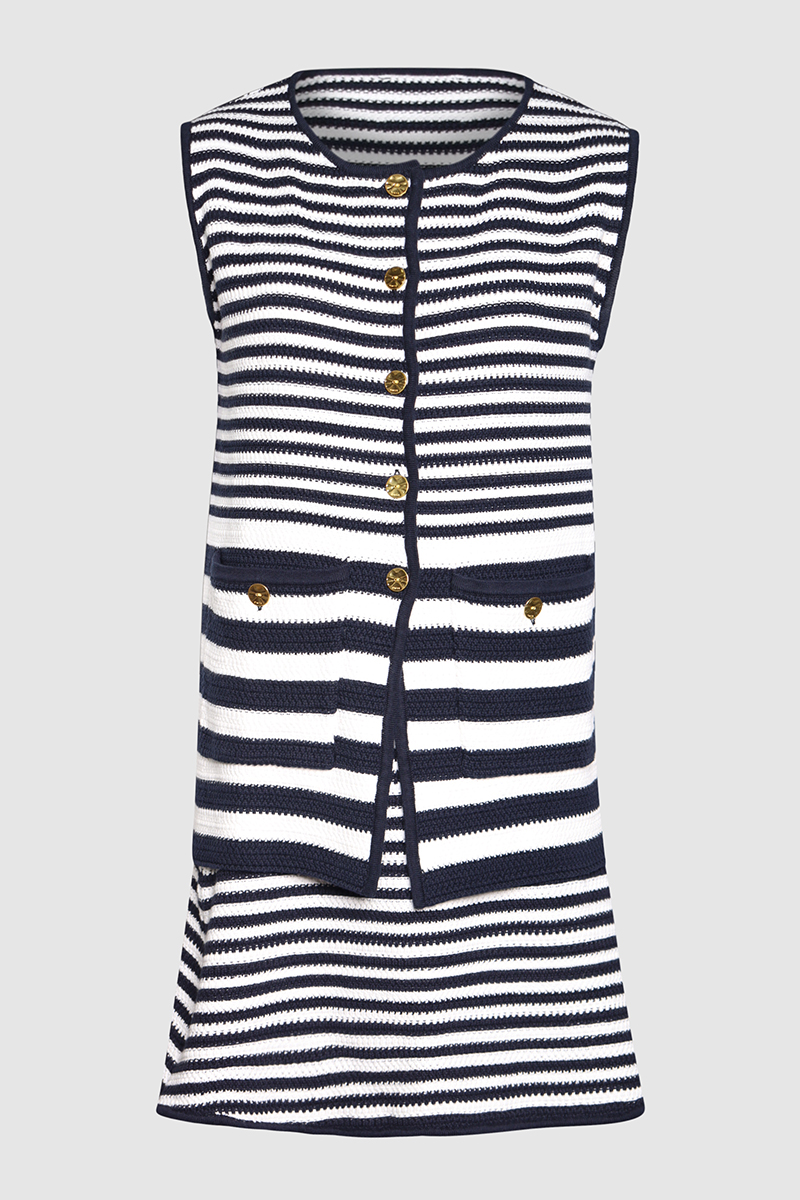 Helena Stripe Gilet & Helena Stripe Mini Skirt