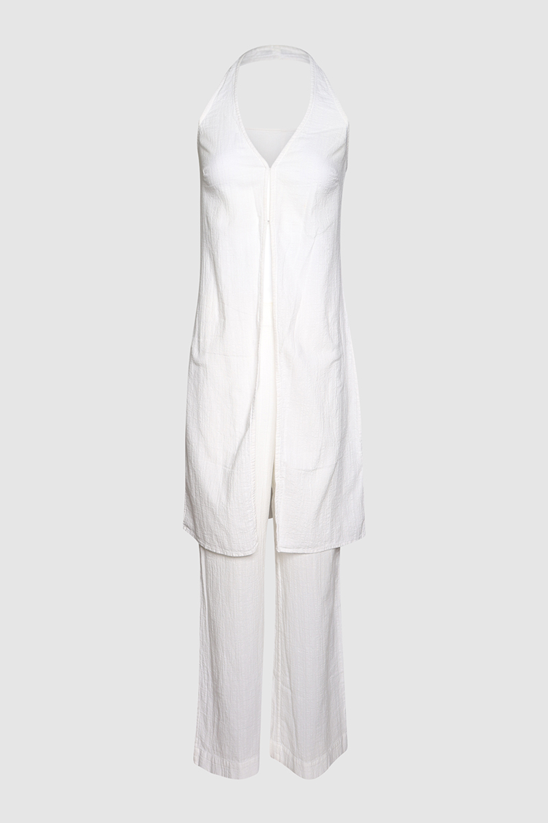 Crinkle Cotton Halter Top & Pants