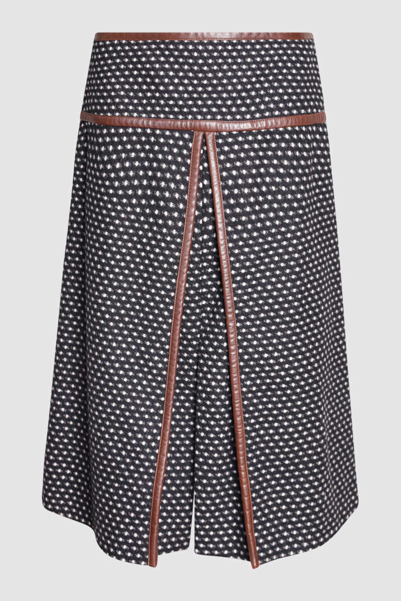 Polka-Dot Skirt Trimmed Leather