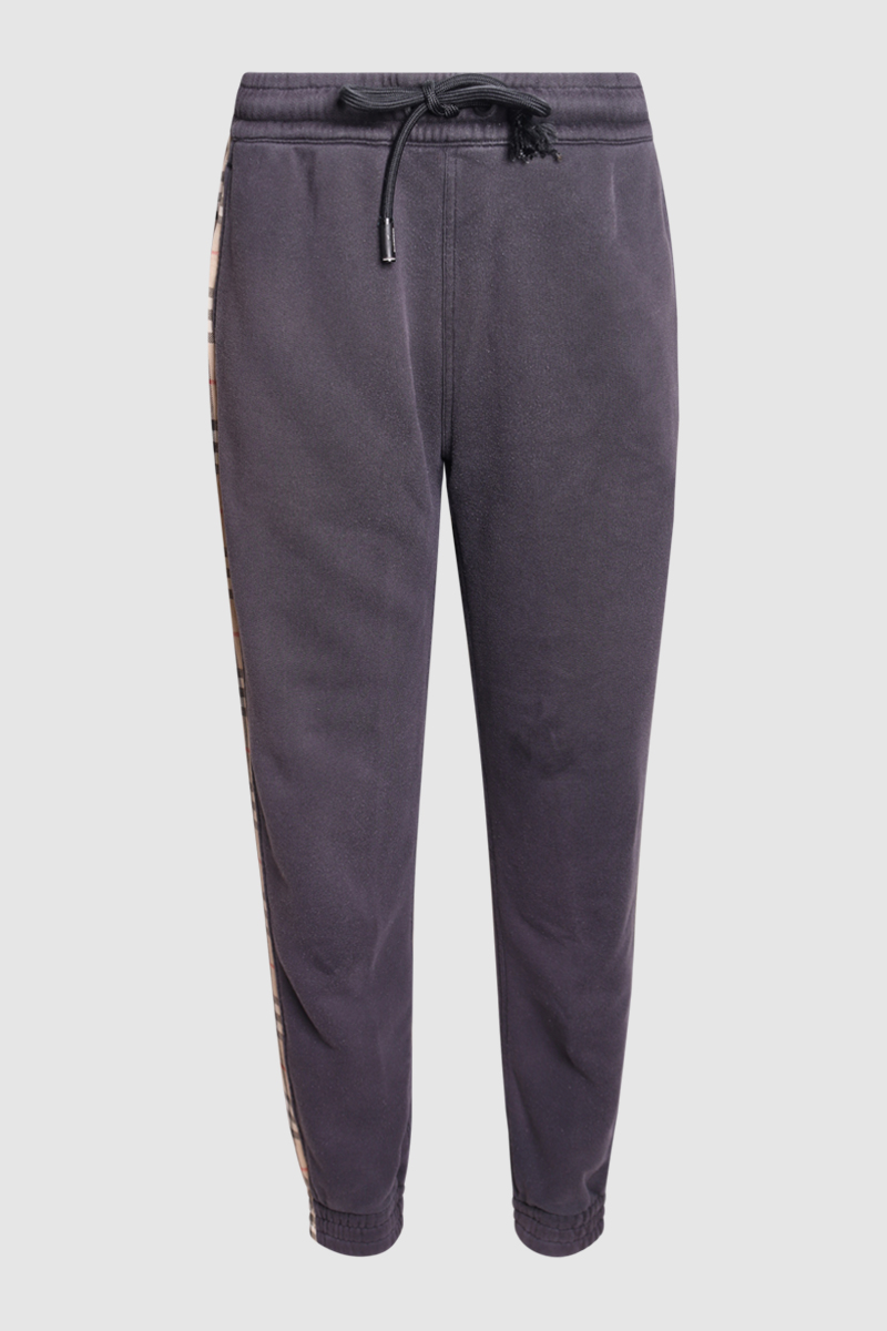 Vintage Check Panel Cotton Jogging Pants