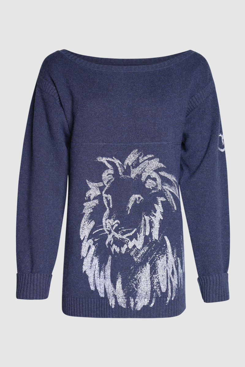 Cashmere Lion Print Sweater