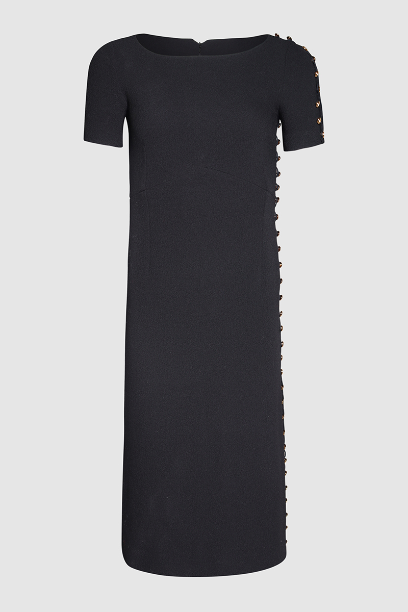 Embellished Wool-Crepe Midi Dress