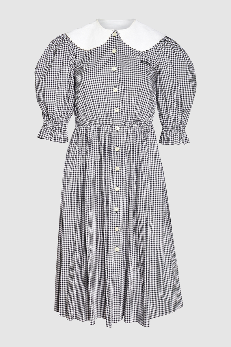 Peter Pan Collar Gingham Dress
