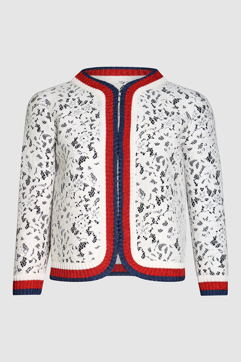 Lace Neoprene Sylvie Web Trim Cardigan