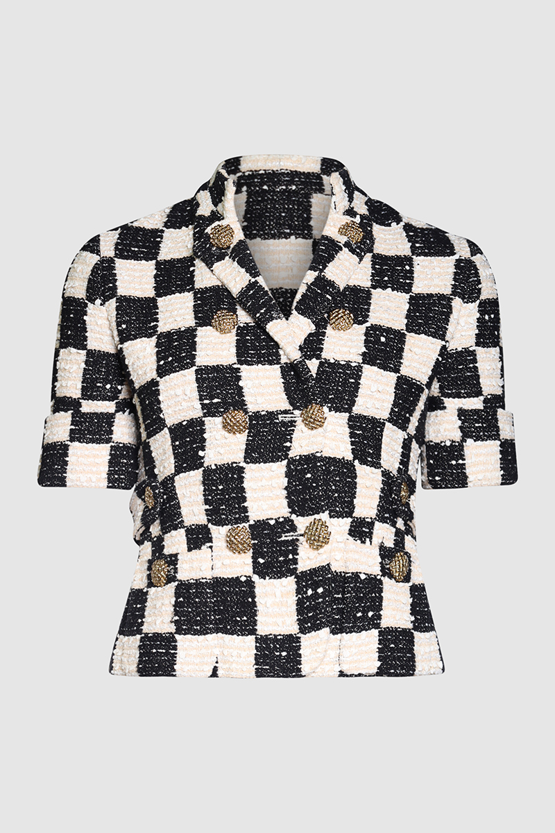 Check Tweed Short Sleeved Jacket