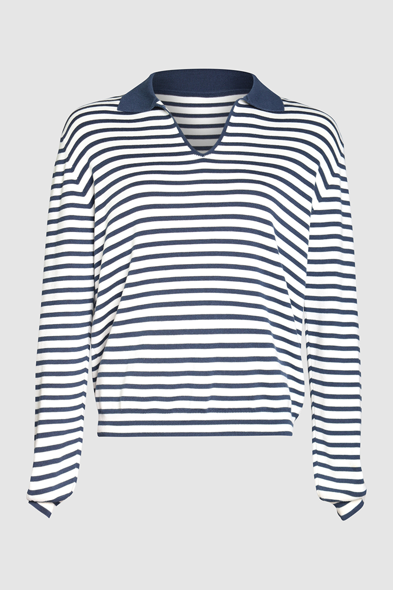 Striped Silk & Cotton Polo Shirt