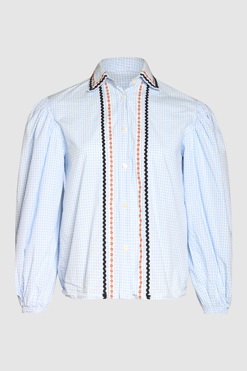 Gingham Embroidered Shirt