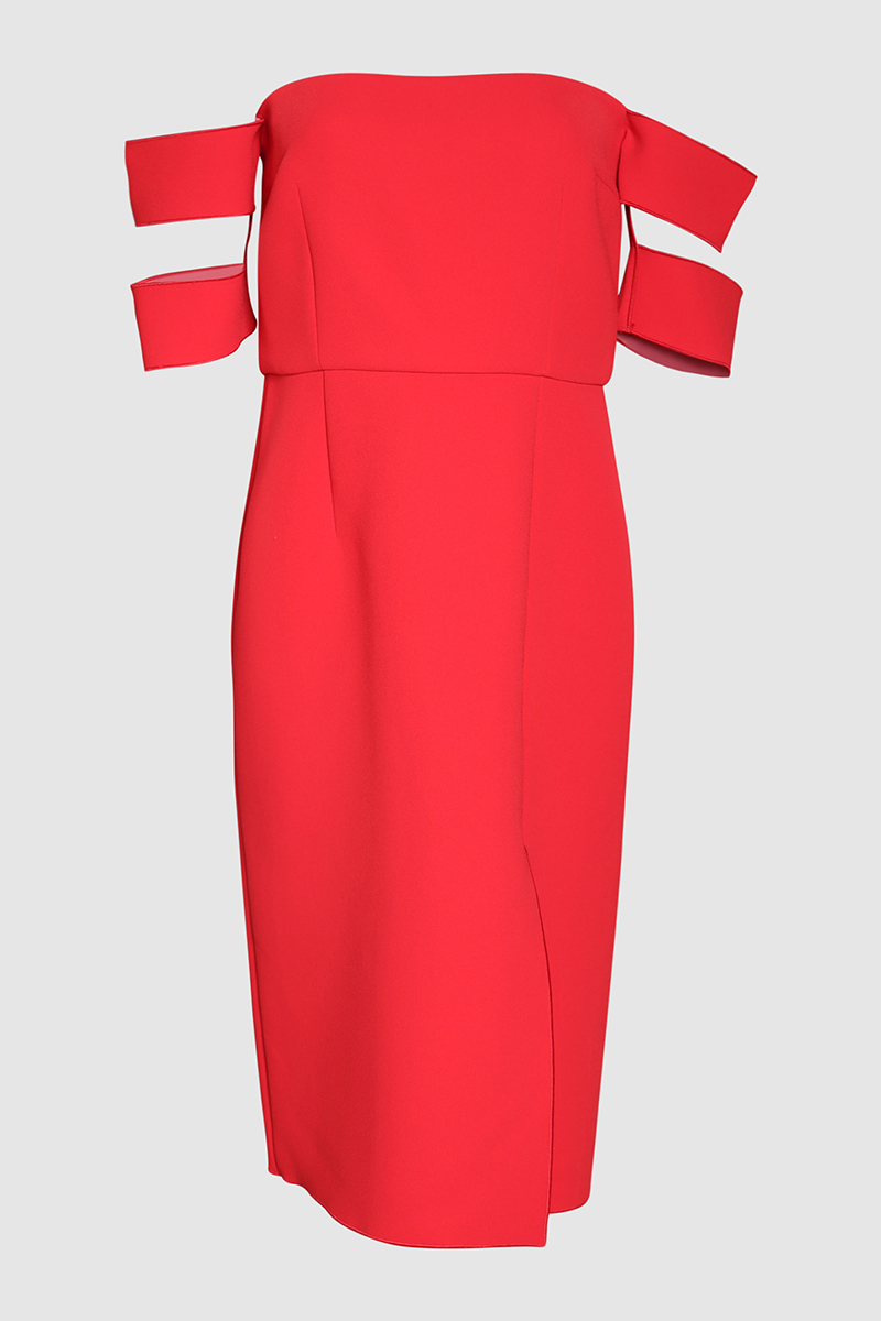 Double Crepe Split Dasha Dress