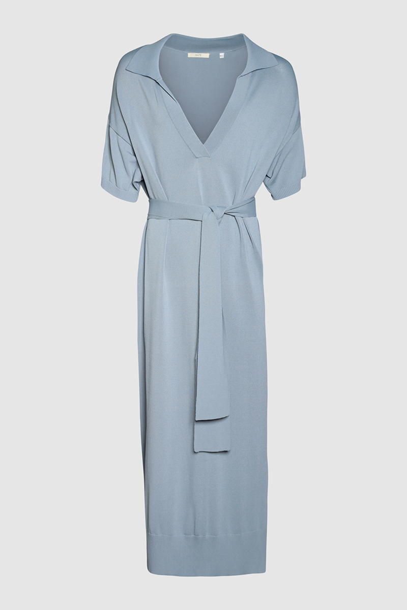 Crepe Knit Midi Shirt Dress