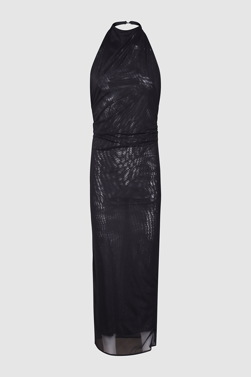 Jacques Mesh Halter Midi Dress