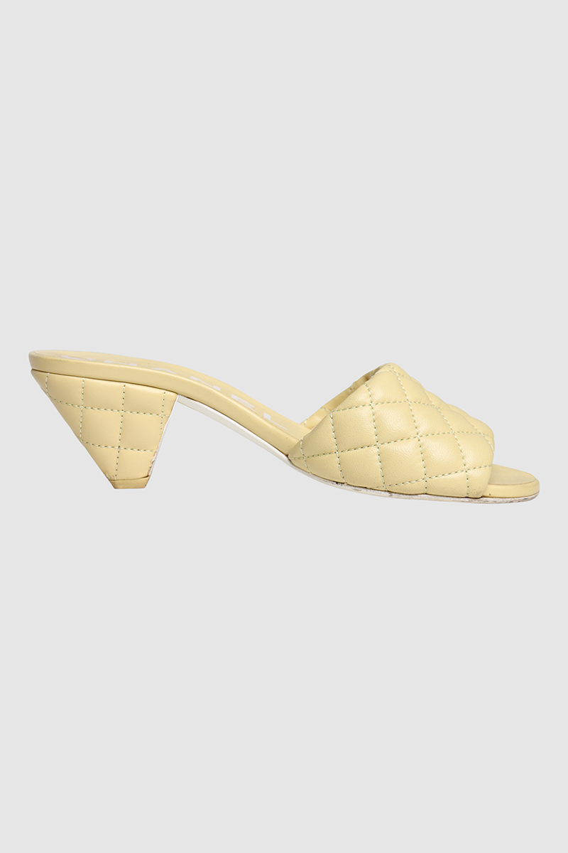 Quilted Lambskin Textured CC Mules