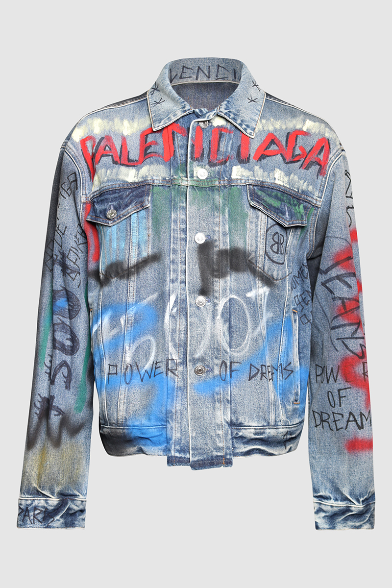 Graffiti Print Denim Jacket