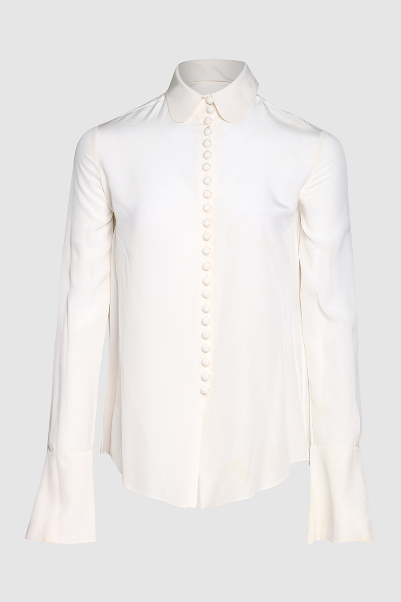 Button Front Long Sleeve Blouse