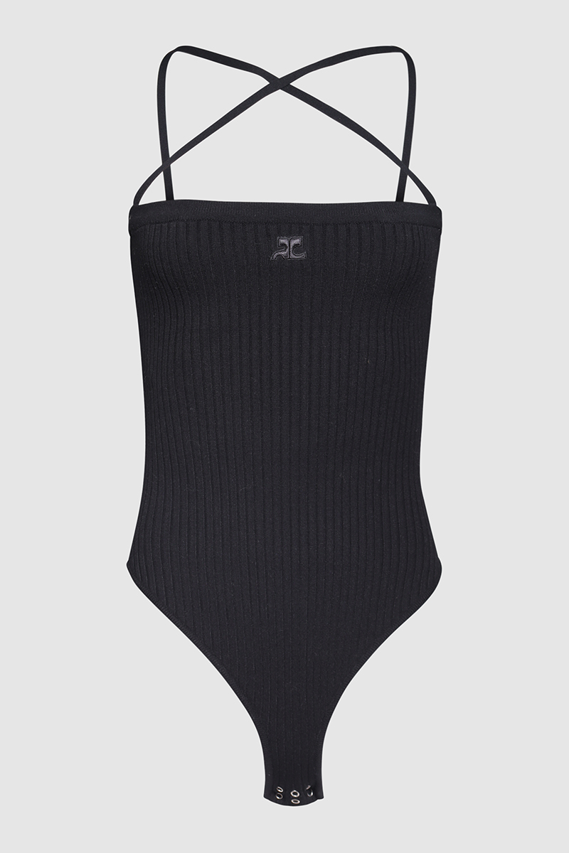Ribbed Logo Bodysuit