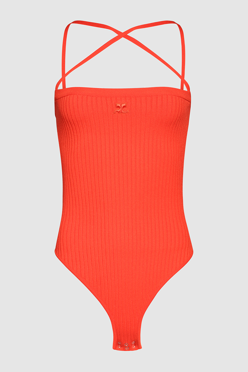 Ribbed Logo Bodysuit
