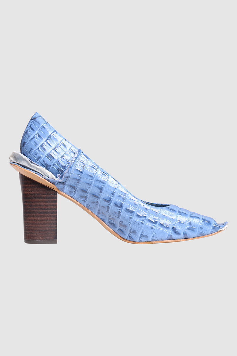 Cur Heel Leather Pumps