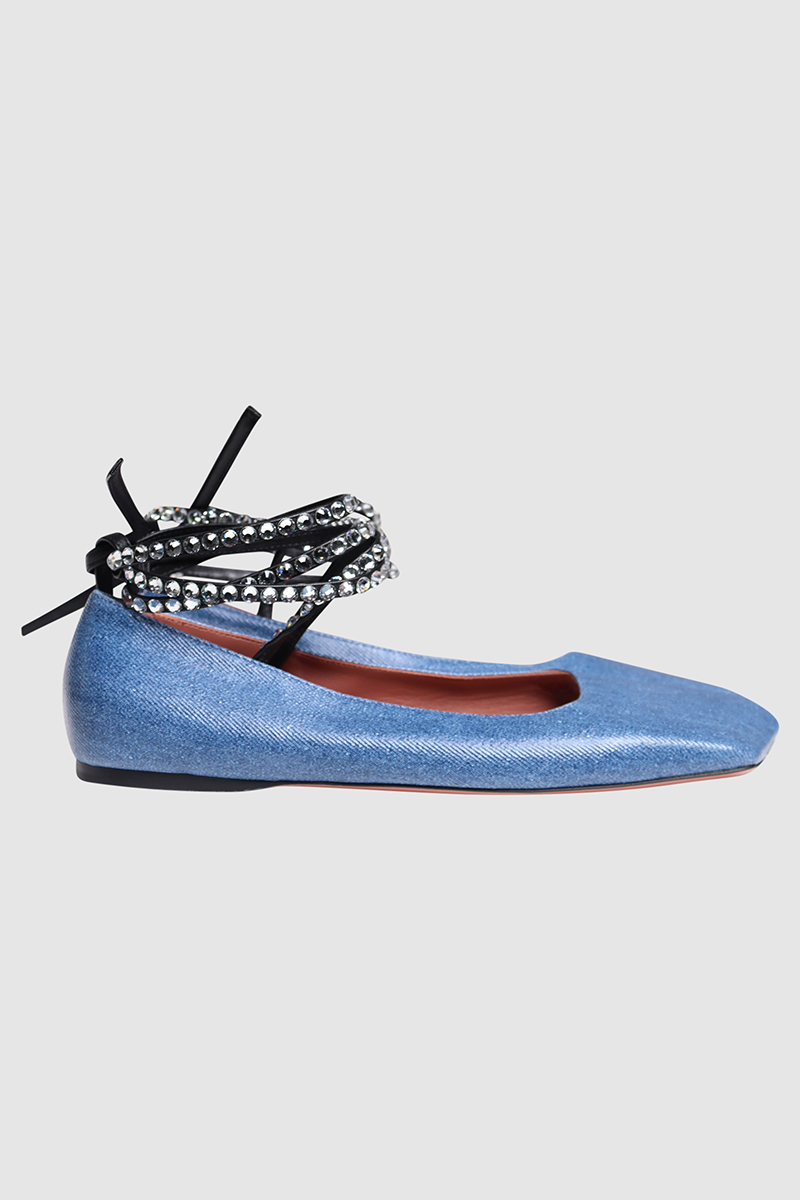 Ane Embellished Denim Ballet Flats