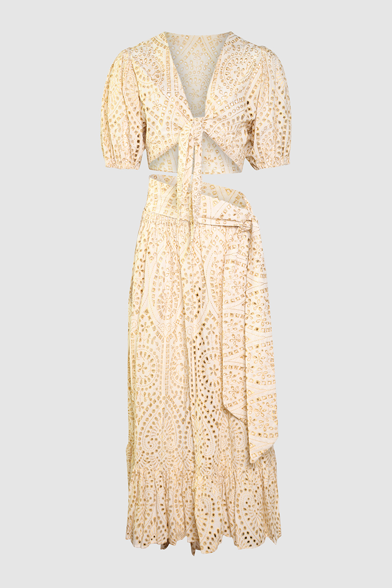 Pouf Tie-Front Broderie Anglaise Cotton Top & Skirt