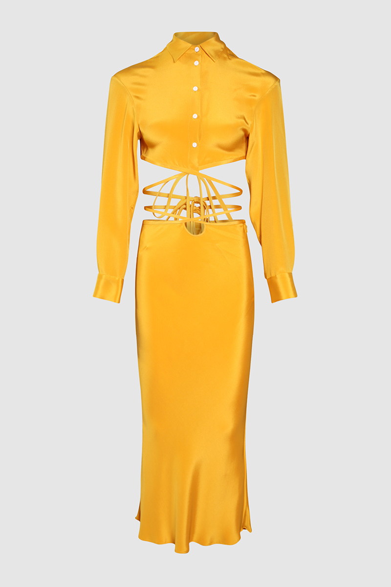 Cropped Tie Shirt & Loophole Bias Tie Skirt