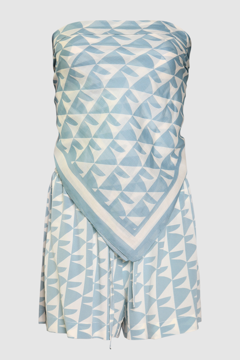 Cotton Silk Scarf & Drawstring Silk Shorts