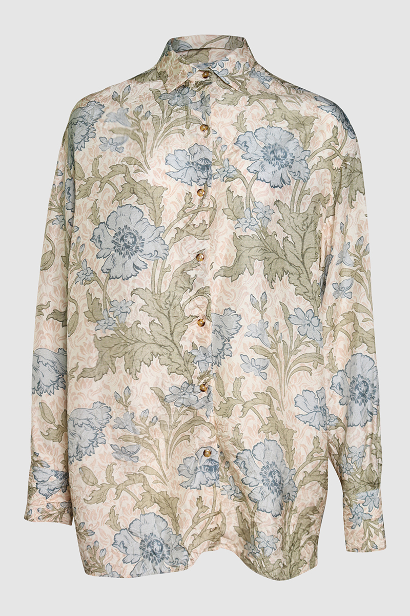Oversized Floral Silk Shirt