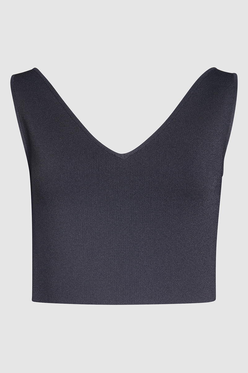 Crepe Knit V Neck Tank