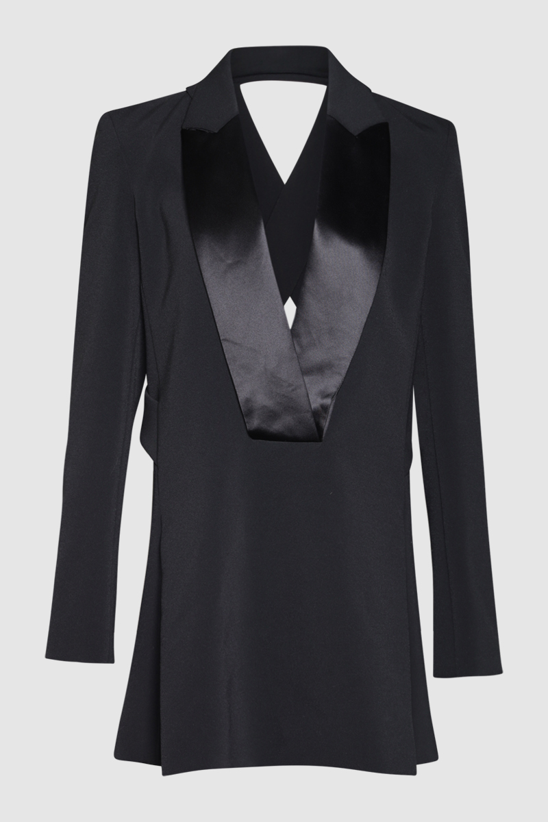 Lapel Harness Blazer Dress