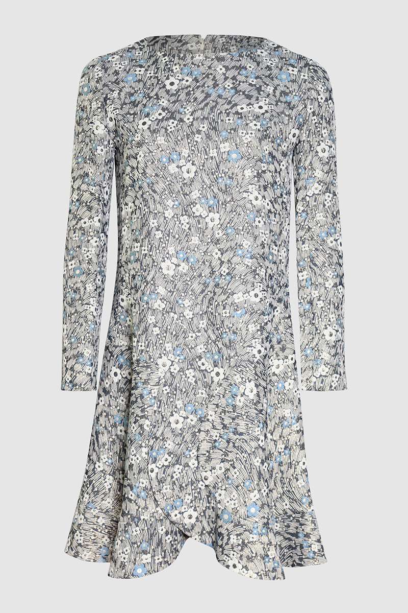 Metallic Flower Print Dress