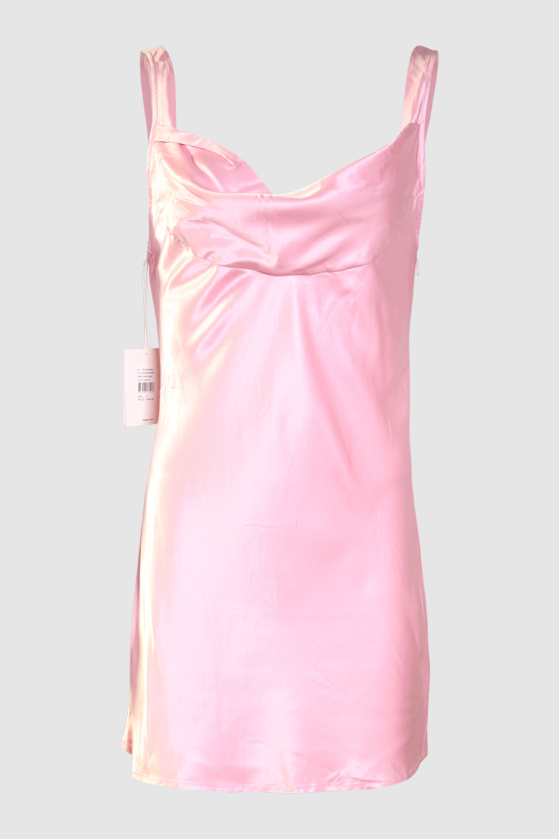 Satin Cowl Neck Mini Dress