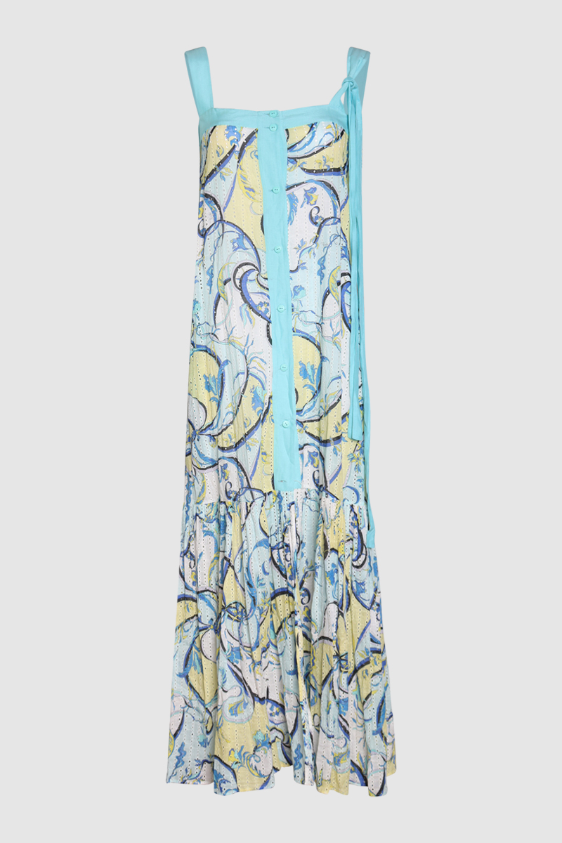 Embroidered Button Up Dress