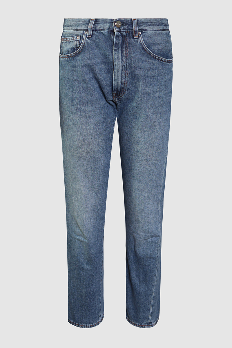 Mid Rise Twisted Seam Straight Jeans