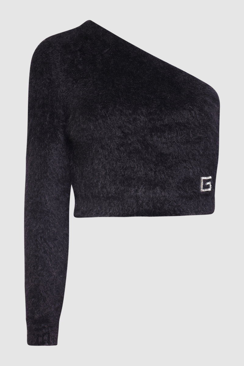 Mohair Blend One Shoulder Top