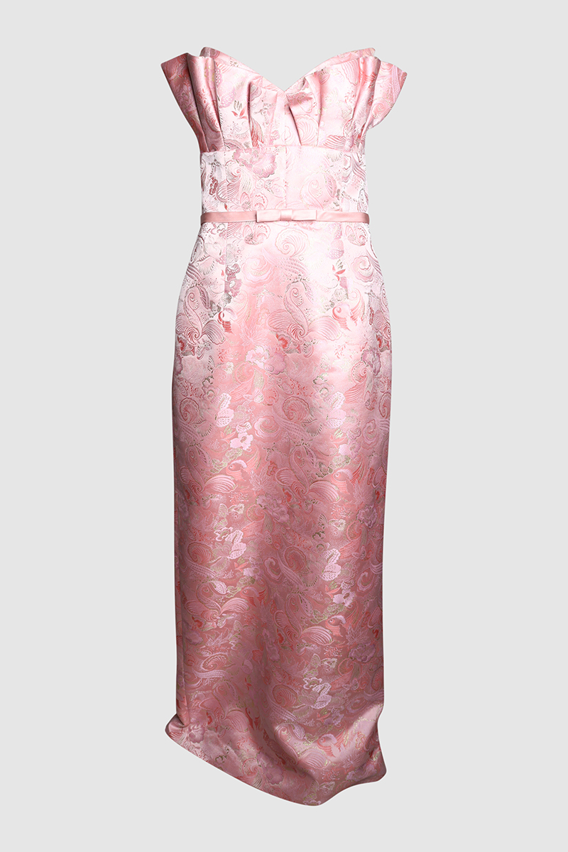 Rita Brocade Strapless Column Gown