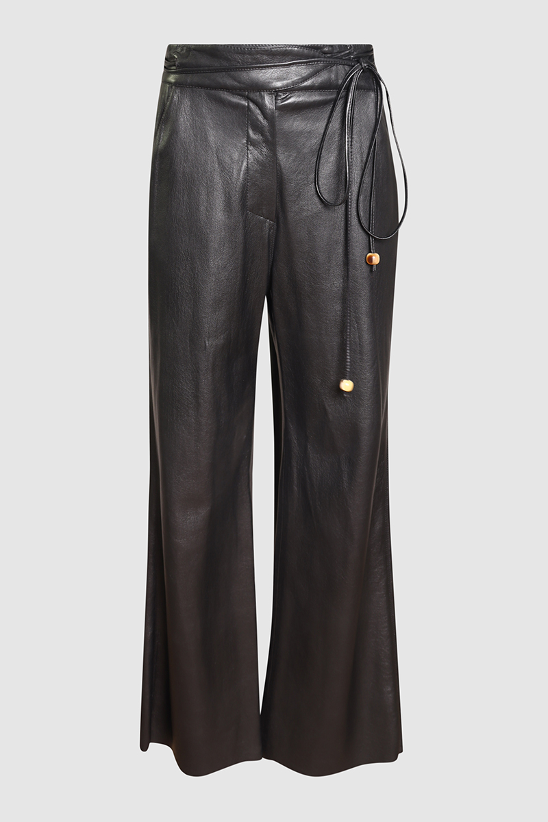Chimo Cropped Leather Wide Leg Pants