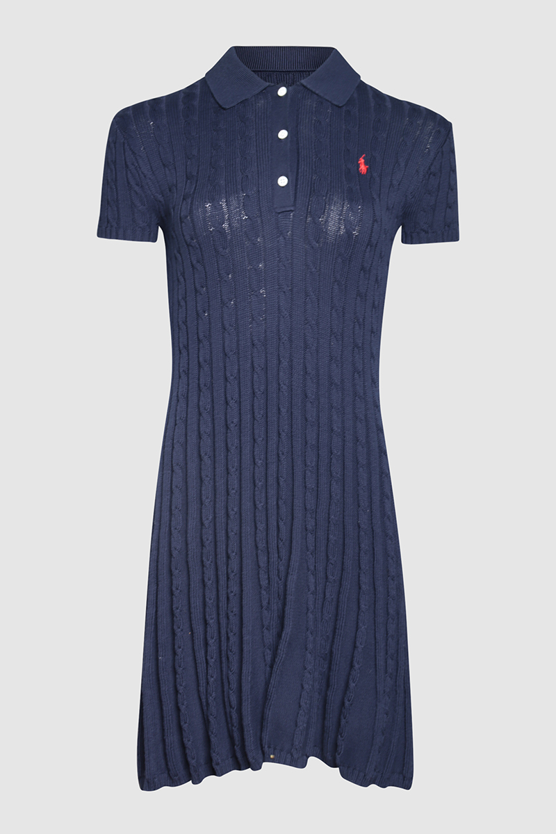 Cable Knit Polo Jumper Dress