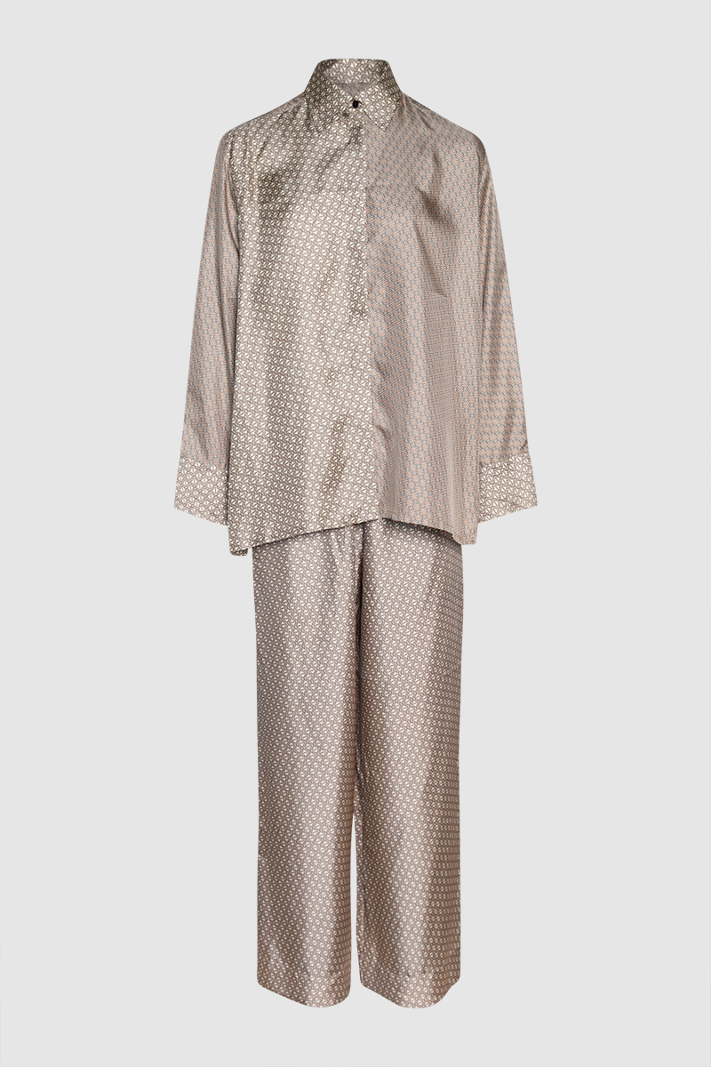 Silk Shirt & Silk Wide Leg Pants