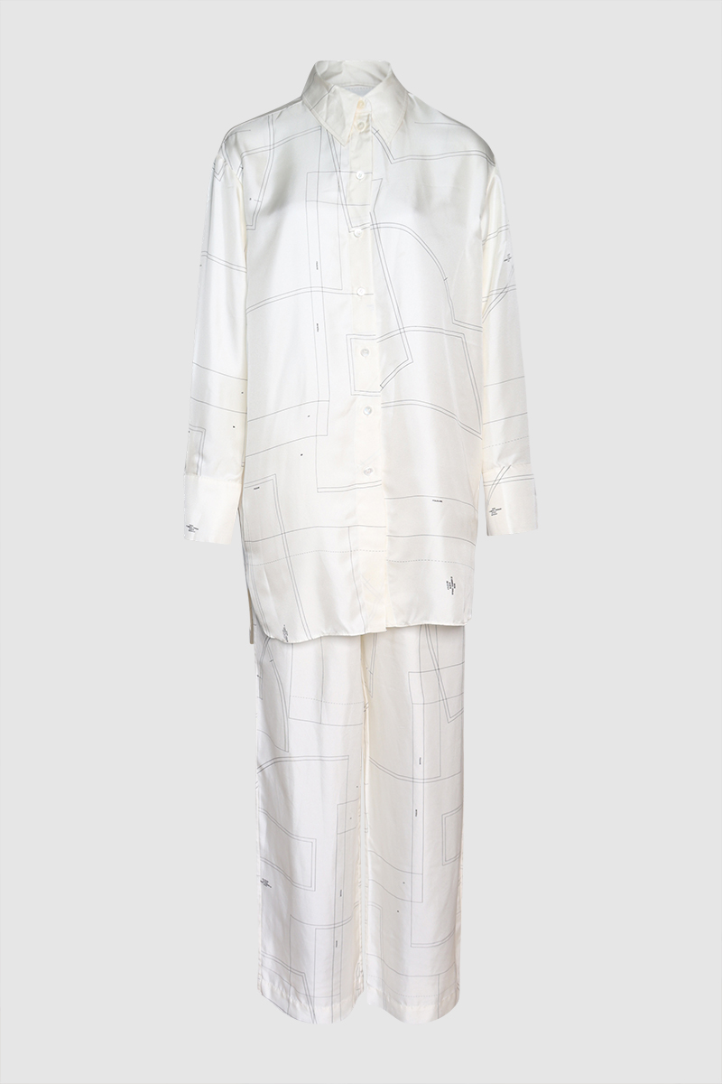 Silk Shirt & Wide Leg Silk Pants