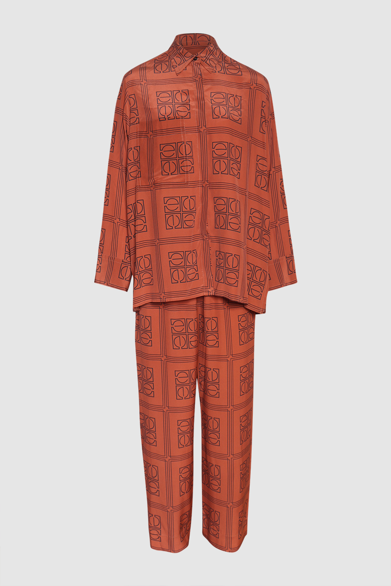 Silk Shirt & Silk Wide Leg Pants