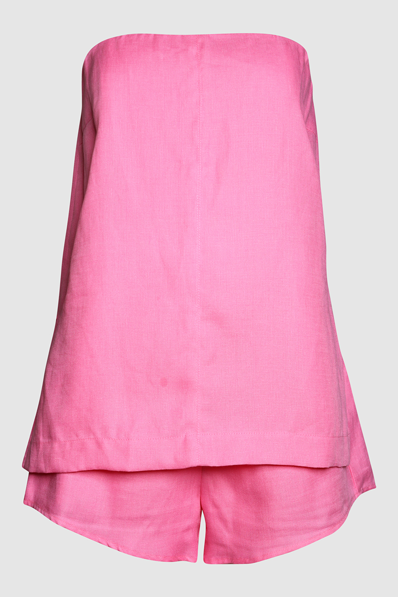 Strapless Top & Linen Shorts