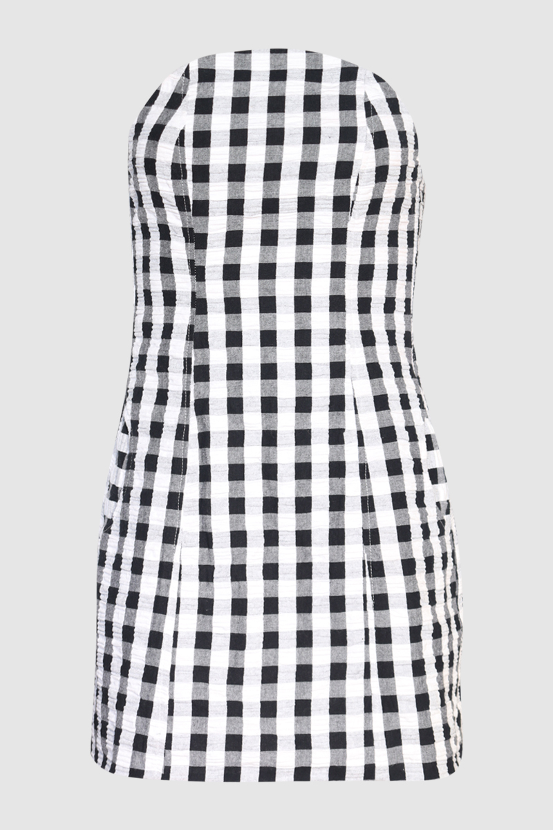Strapless Mini Check Dress