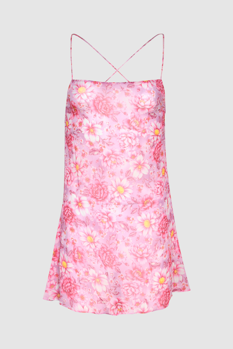 Moss Floral Silk Mini Dress